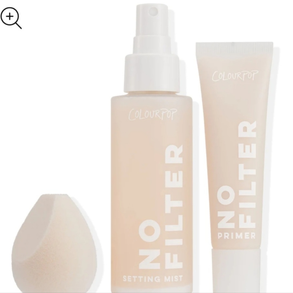 ColourPop No Filter Setting Mist(3.72oz) & Primer(35g) w/Velvet Sponge Set NIB